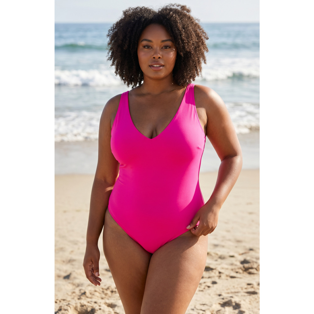 TA3 Plungey One Piece Swimsuit Pink 2X Regular length NWT